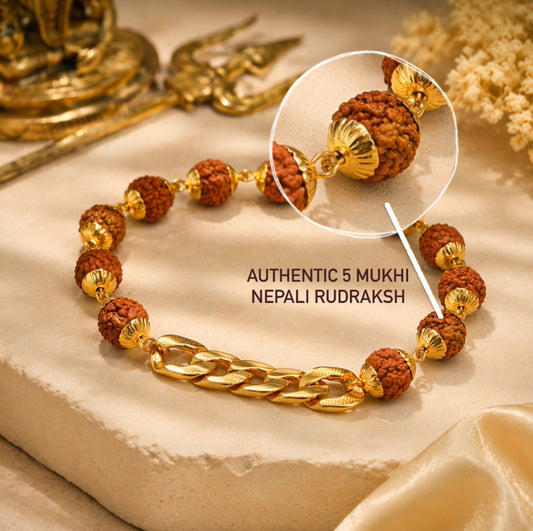 Gold Plated Links Rudraksh Bracelet