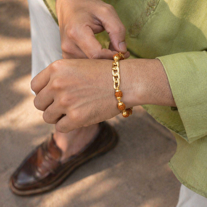 Gold Plated Links Rudraksh Bracelet
