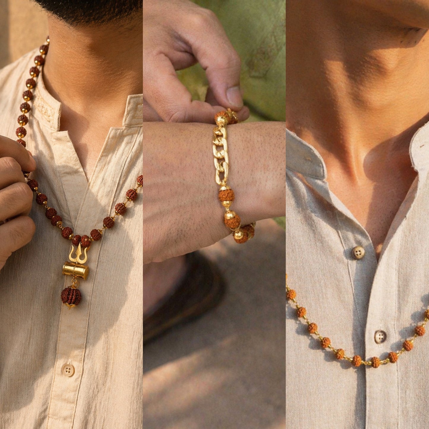 AUTHENTIC NEPALI 5 MUKHI COMBO- 2 Malas | 1 Bracelet | 1 Rudraksha Pendant